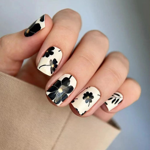 24pcs Short Square Press On  Nails Set