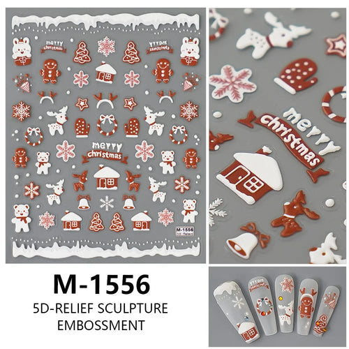 5D Embossed Nail Art Stickers Decals Self-Adhesive Nail Supplies Nail