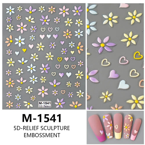 5D Embossed Nail Art Stickers Decals Self-Adhesive Nail Supplies Nail