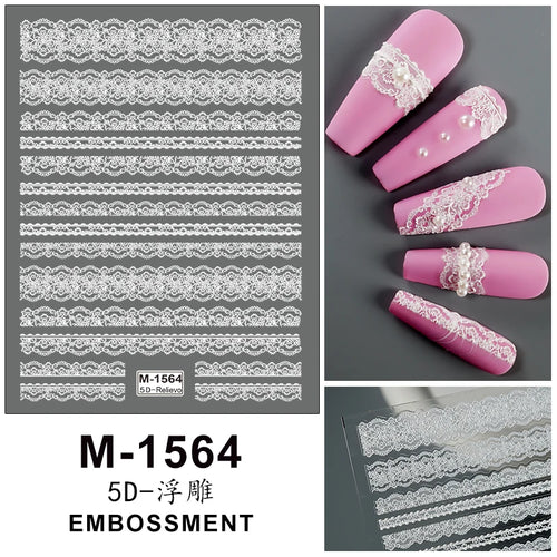 5D Embossed Nail Art Stickers Decals Self-Adhesive Nail Supplies Nail