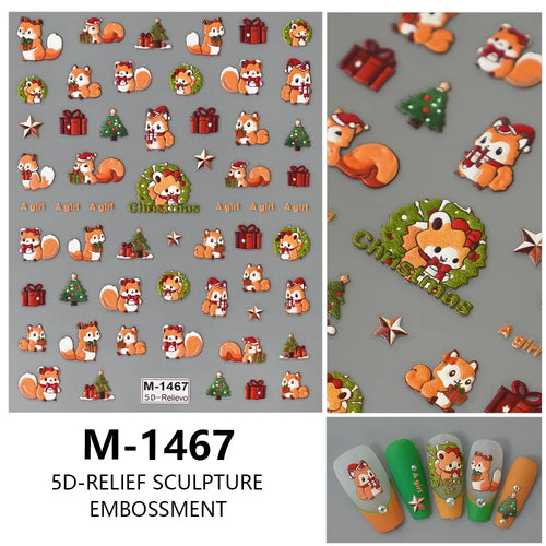 5D Embossed Nail Art Stickers Decals Self-Adhesive Nail Supplies Nail