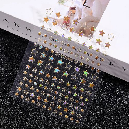 3D Gold Sun, Moon & Star Bronzing Nail Art Sticker – Celestial Design Stickers