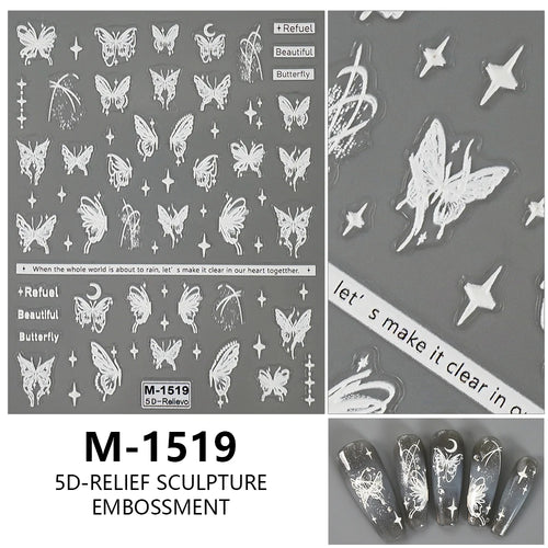 5D Embossed Nail Art Stickers Decals Self-Adhesive Nail Supplies Nail