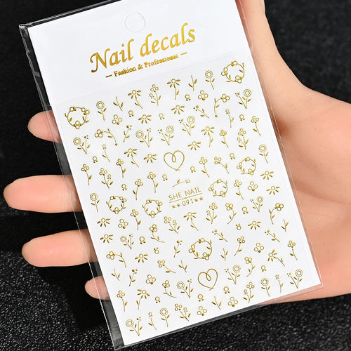 3D Gold Sun, Moon & Star Bronzing Nail Art Sticker – Celestial Design Stickers