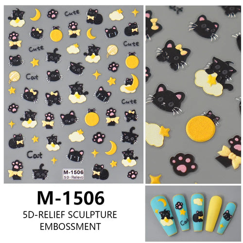 5D Embossed Nail Art Stickers Decals Self-Adhesive Nail Supplies Nail