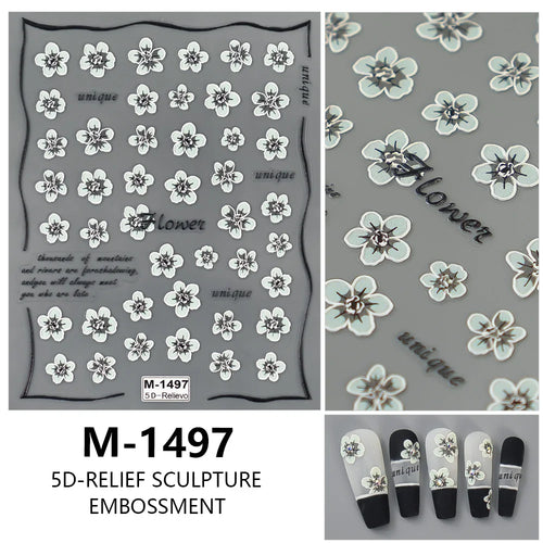5D Embossed Nail Art Stickers Decals Self-Adhesive Nail Supplies Nail