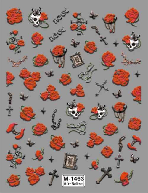 5D Embossed Nail Art Stickers Decals Self-Adhesive Nail Supplies Nail