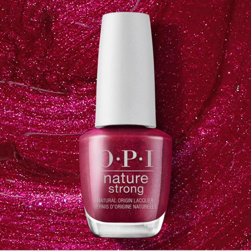 OPI Nature Strong .5 oz - Raisin Your Voice - Make your voice heard with this shimmery shade! From concord to pinot noir, this purple natural origin nail polish is ready to sing.