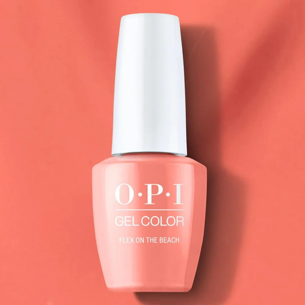 OPI Gel Color .5 oz - Flex On The Beach - A bold coral crème gel nail polish that’ll swim in attention.