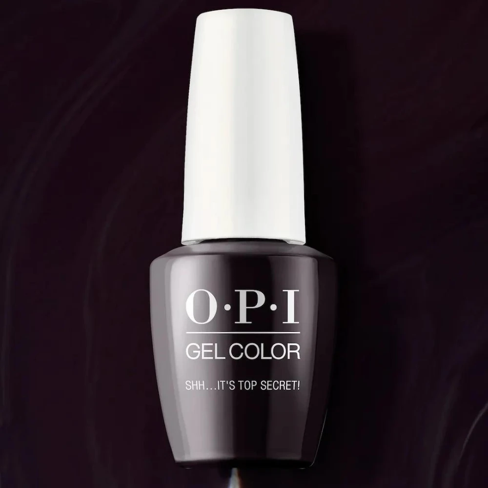 OPI Gel Nail Polish - GCW61A - Shh...It's Top Secret .5 oz - A deep, deep brown gel nail polish so dark, it’s incognito.