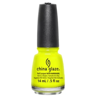 China Glaze Nail Polish .5 oz - Celtic Sun (Neon Yellow) - This baby is BRIGHT! Bright neon matte yellow creme nail color. Use a white base coat for maximum impact.