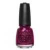 China Glaze Nail Polish .5 oz - Turn Up The Heat - Magenta clear base with magenta small and micro hexes, light pink small hexes and purple shimmer.