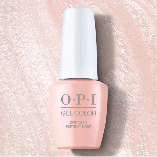 OPI Gel Color .5 oz - Switch to Portrait Mode - A powder pink pearl long-lasting nail polish that makes you camera ready.