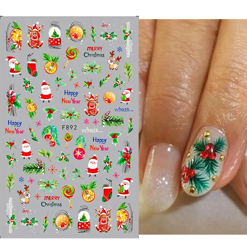 Christmas Nail Stickers 3x5 Sheet - Santa | Candy Cane | Fun Christmas Nails