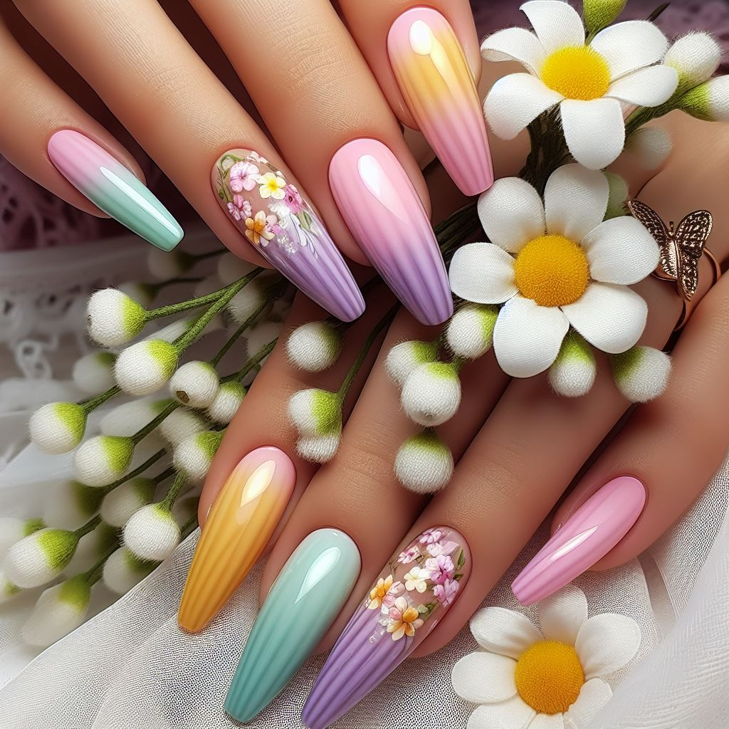 Cute Spring Nails To Inspire You : Gold Foil Accents