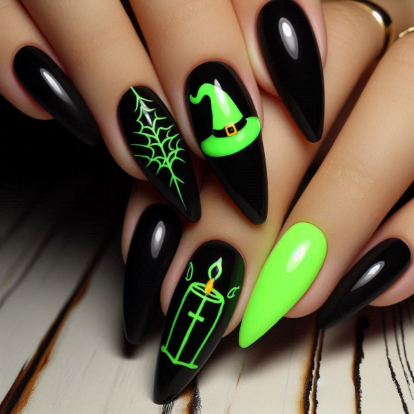 Enchantingly wicked! ‍♀️ Black Witch Halloween Nails