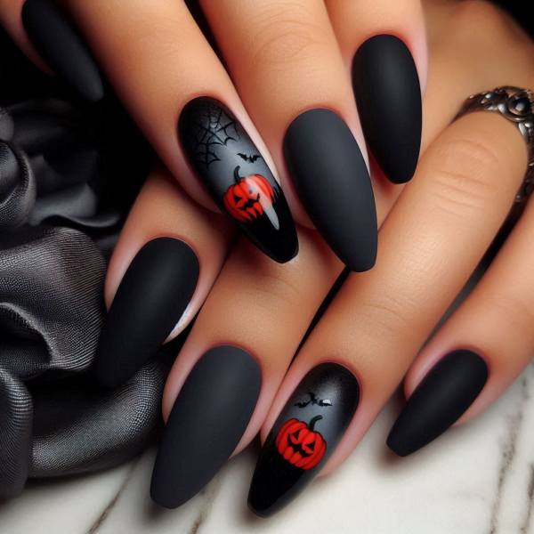 Halloween Nails Designs - Dark and Moody Vibes - Red and Matte Black