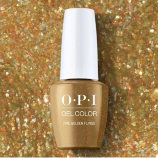 Image of OPI Gel Nail Polish - Five Golden Flings. Gold Glitter Gel Nail Polish