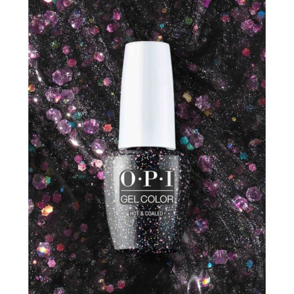 Image of OPI Gel Nail Polish - Hot and Coaled - Black Glitter Gel Nail Polish